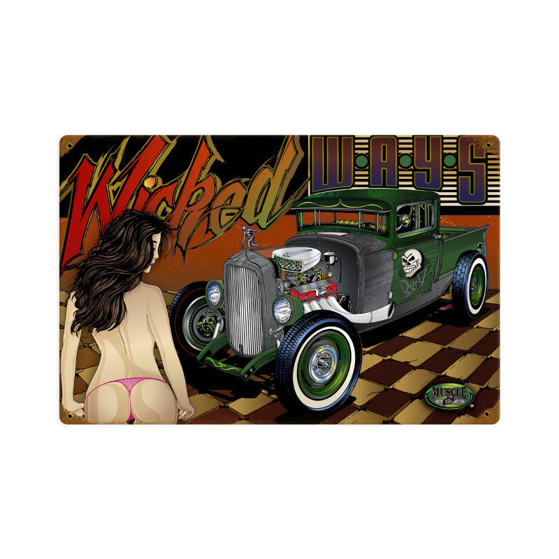 Rat Rod Wicked Ways Vintage Sign