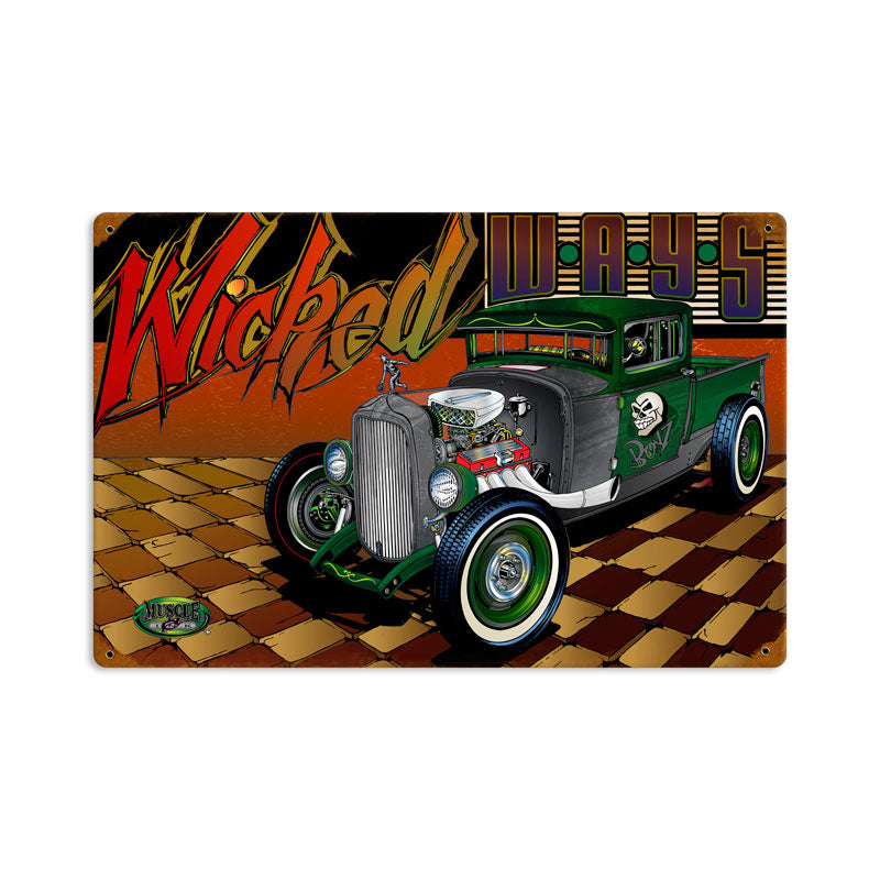 Rat Rod Wicked Ways Vintage Sign