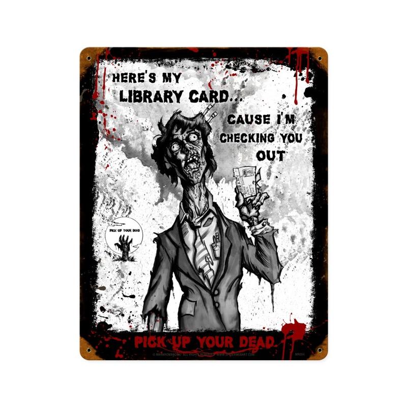 Zombie Library Card Sign Vintage Sign