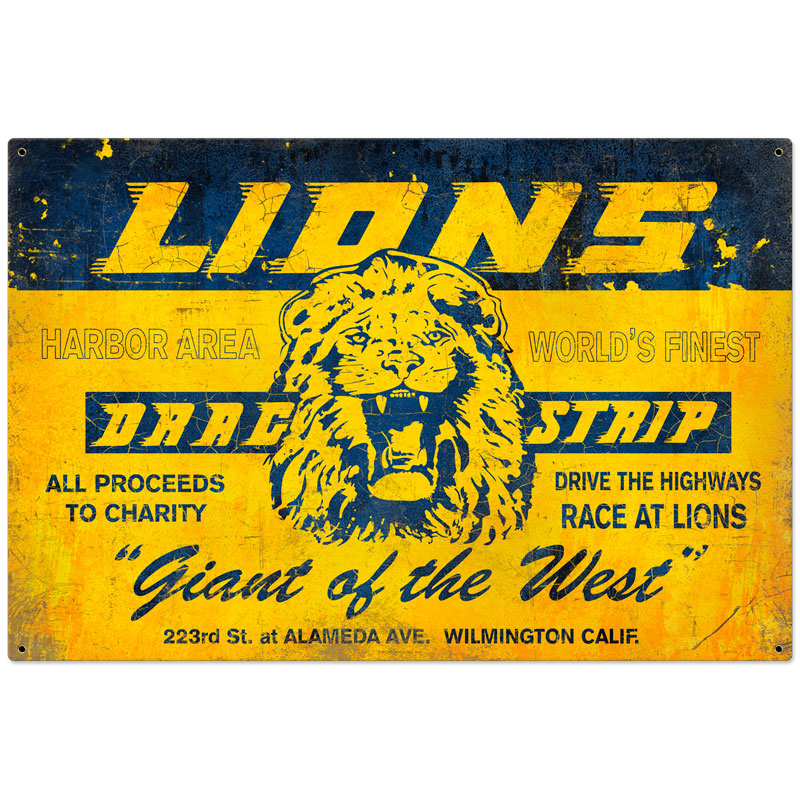 MTY139 - LIONS DRAG STRIP VINTAGE SIGN
