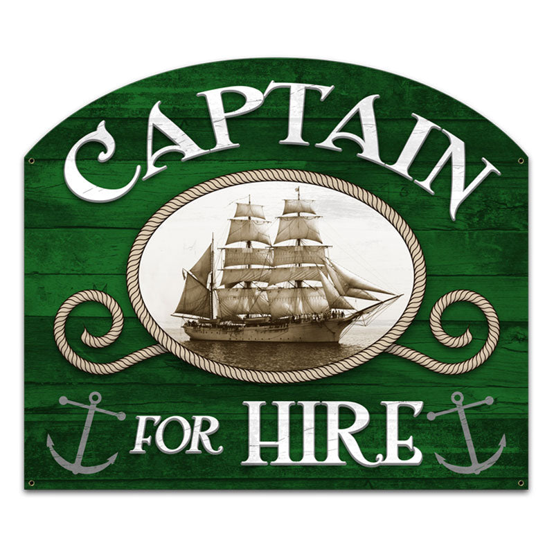 Captain For Hire Vintage Sign