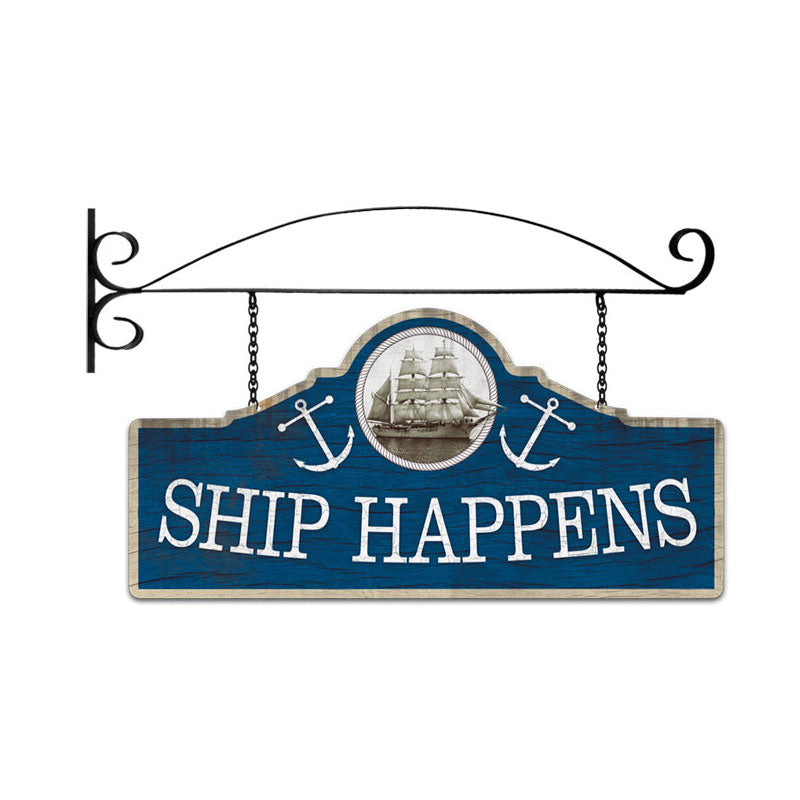 Ship Happens Double Sided Custom Metal Shape With Wall Mount Vintage Sign