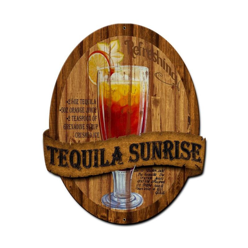 Tequila Sunrise Recipe Vintage Sign