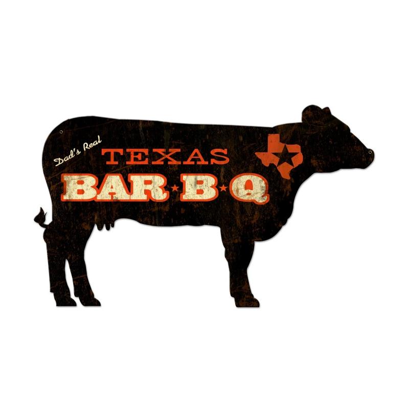 Texas Bbq Cow Vintage Sign