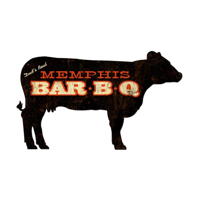 Memphis Bbq Cow Vintage Sign
