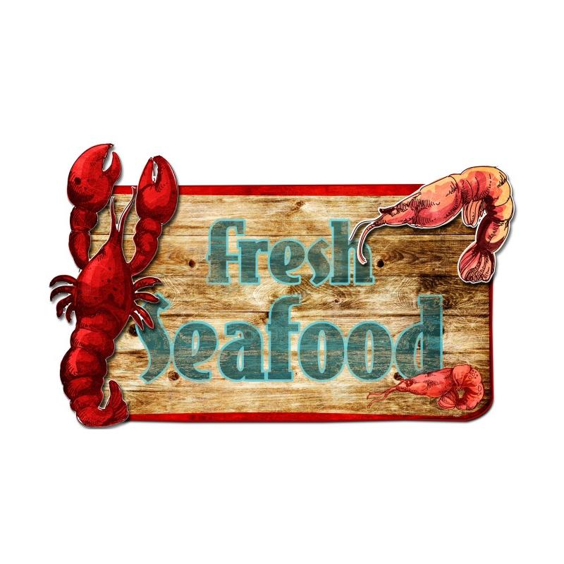 3-D Fresh Seafood  Vintage Sign