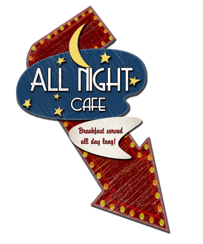 All Night Cafe Vintage Sign