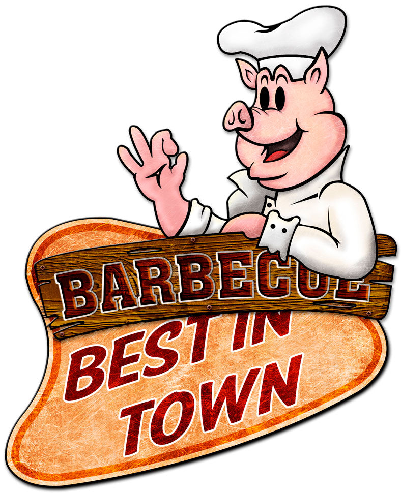 3-D Barbecue Best In Town  Vintage Sign