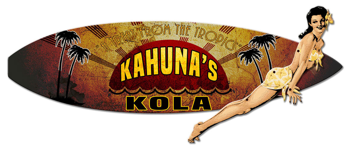 3-D Kahuna Kola Surf Board Vintage Sign