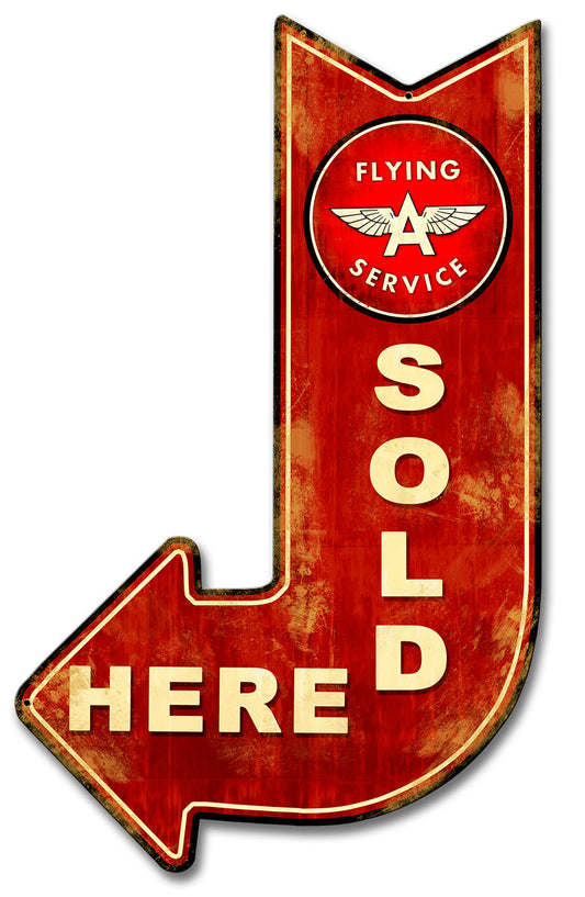 Flying A Red Sold Here Arrow