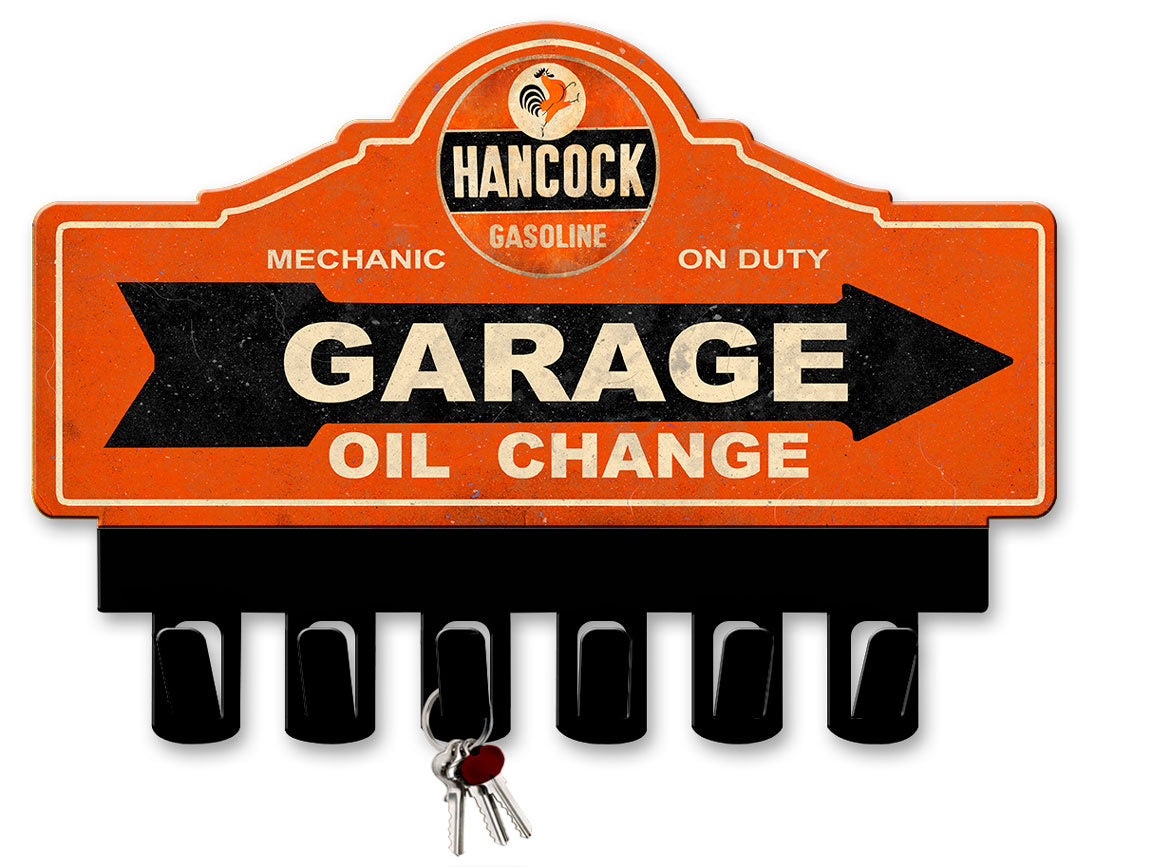 Classic Hancock Gasoline Key Hanger Vintage Sign