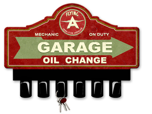 Green Flying A Gasoline Key Hanger Vintage Sign