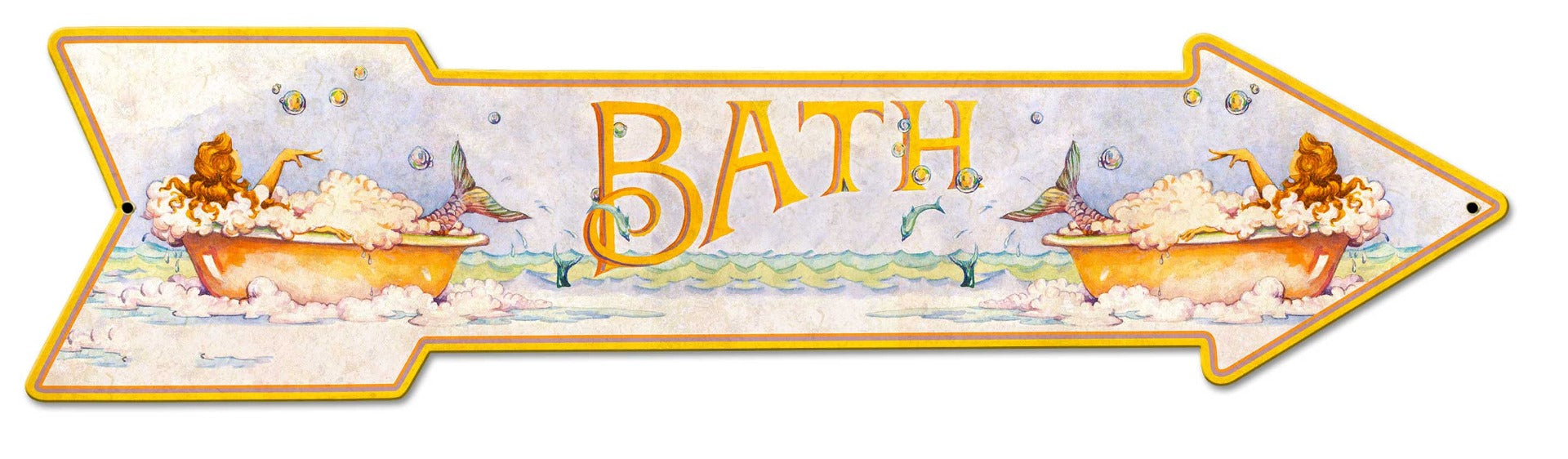 Mermaid Bath Arrow Grunge Vintage Sign