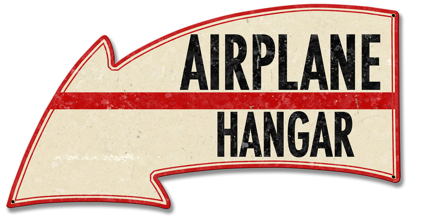 Airplane Hangar Arrow Vintage Sign