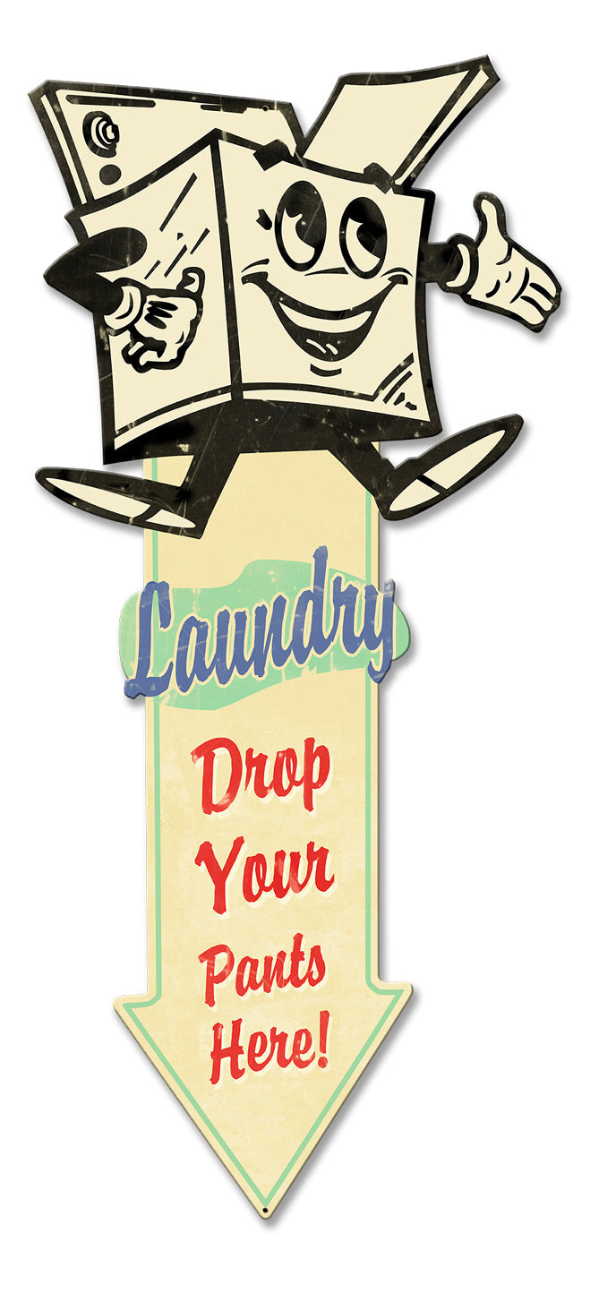 Laundry Arrow Down Vintage Sign
