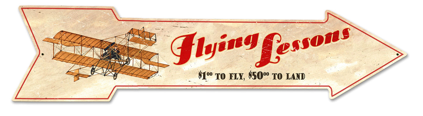 Flying Lessons Arrow Vintage Sign