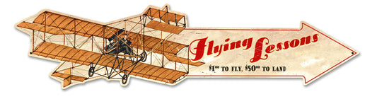 Flying Lessons Plane Arrow Vintage Sign
