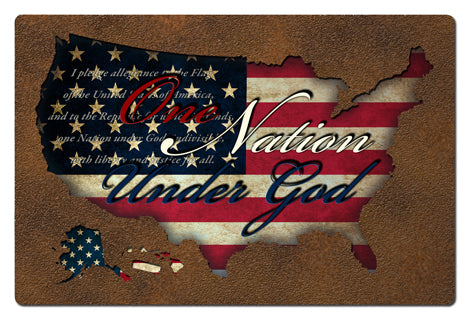 USA Flag Pledge Cutout Vintage Sign
