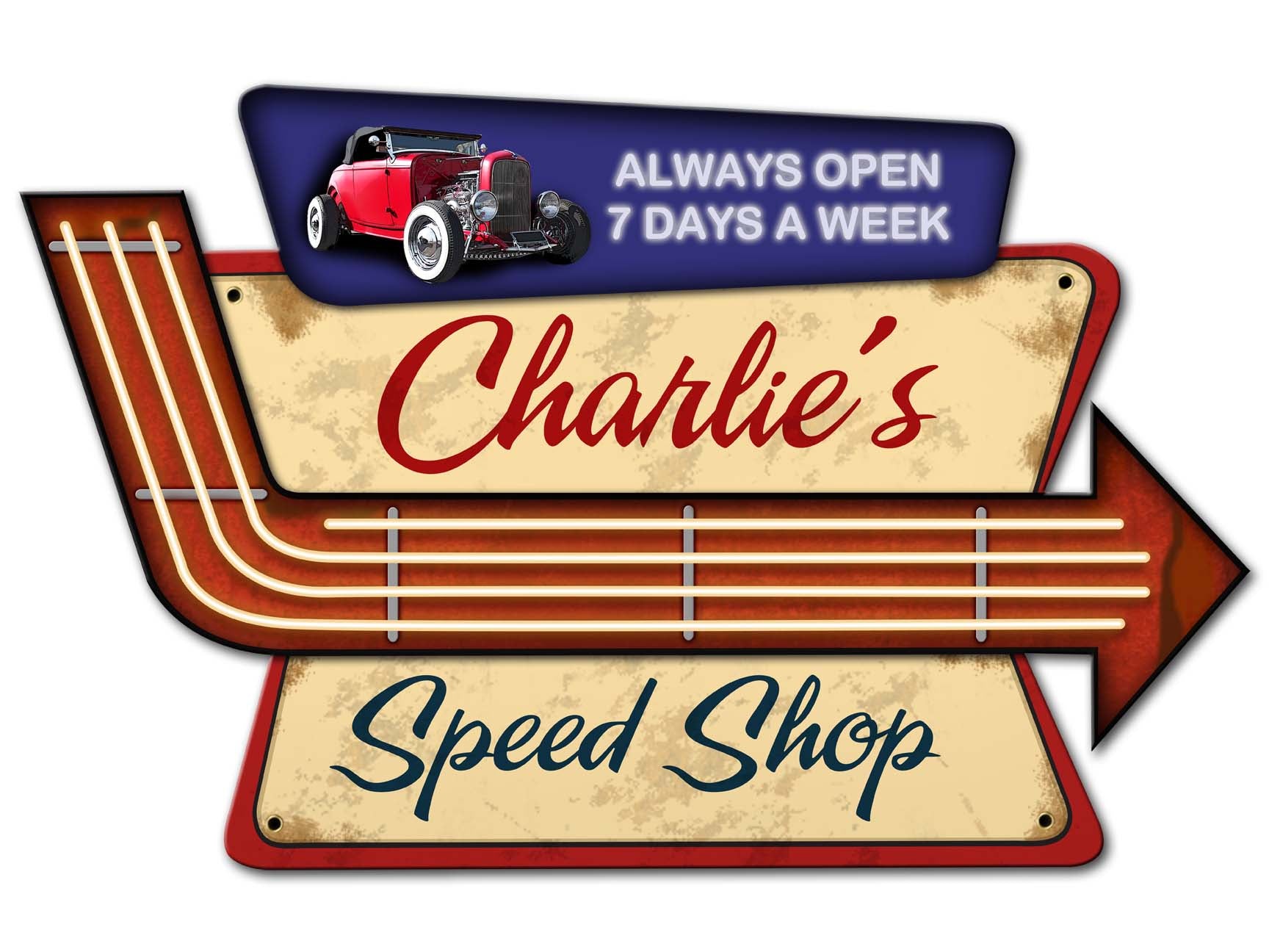 Speed Shop  Vintage Sign - Personalized