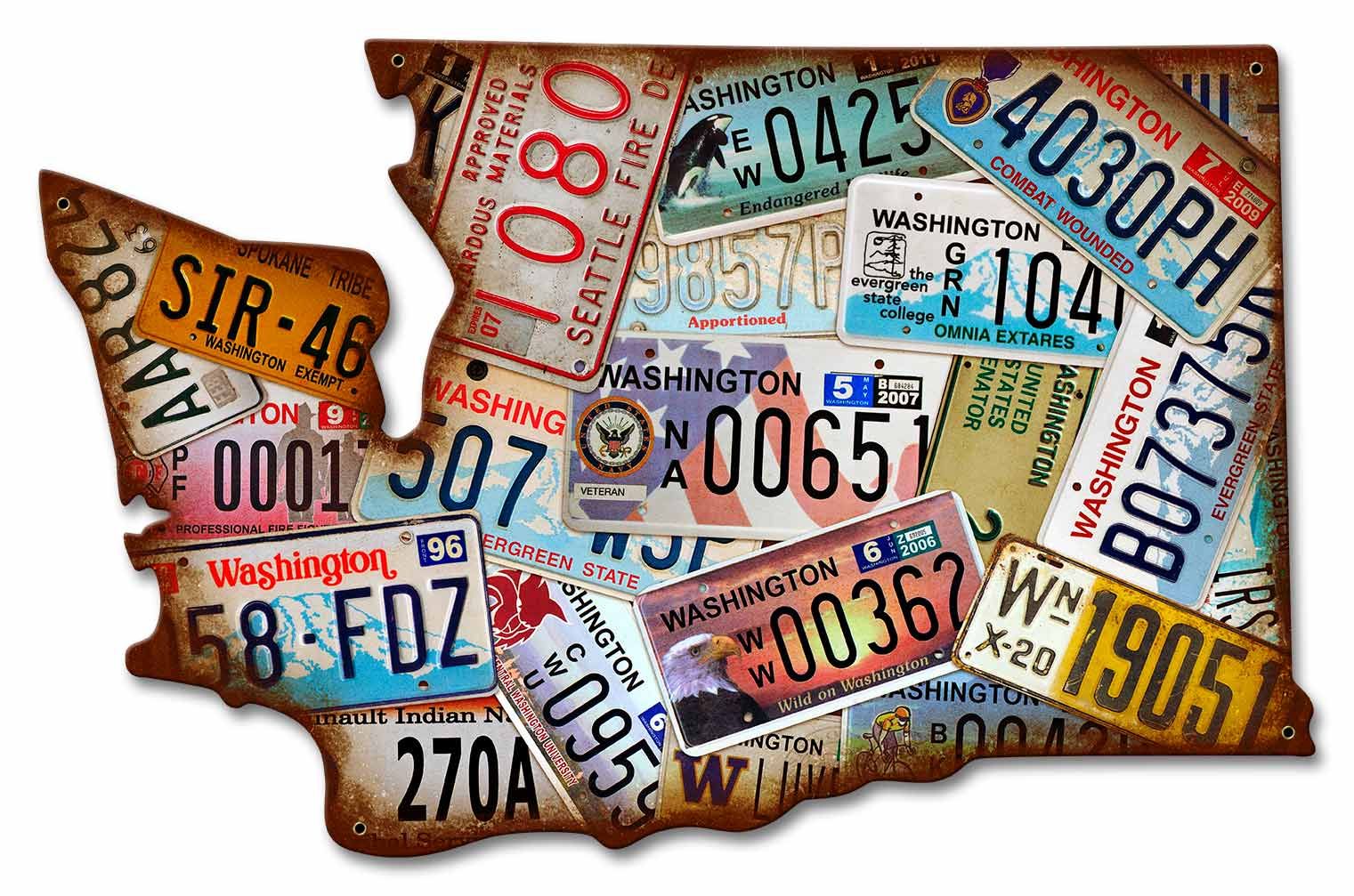 Washington State License Plates Vintage Sign