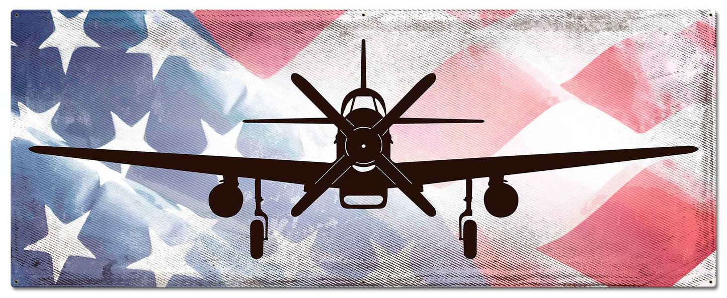 Planes P-51 Mustang American Flag