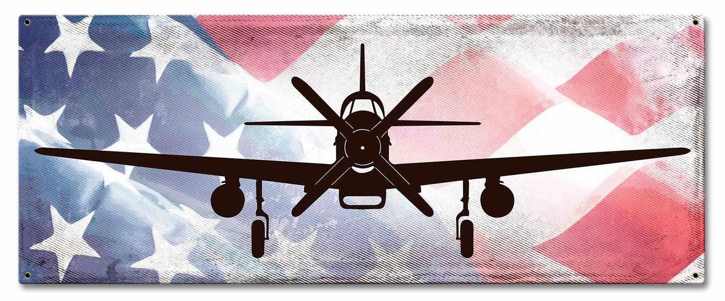 Planes P-51 Mustang American Flag