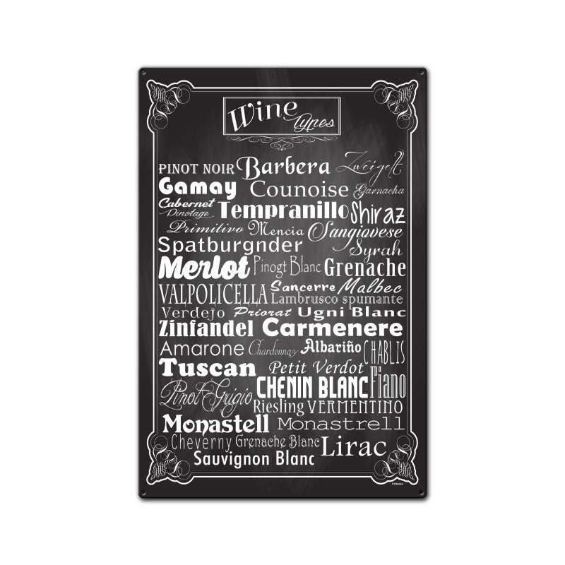 Wine Types Vintage Sign - Personalized