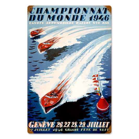World Champion Boating Vintage Sign