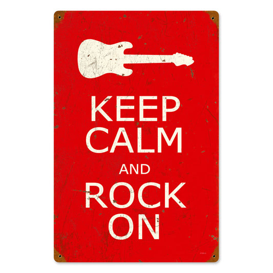 Keep Calm And Rock On Vintage Sign