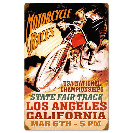 La Motorcycle Races Vintage Sign