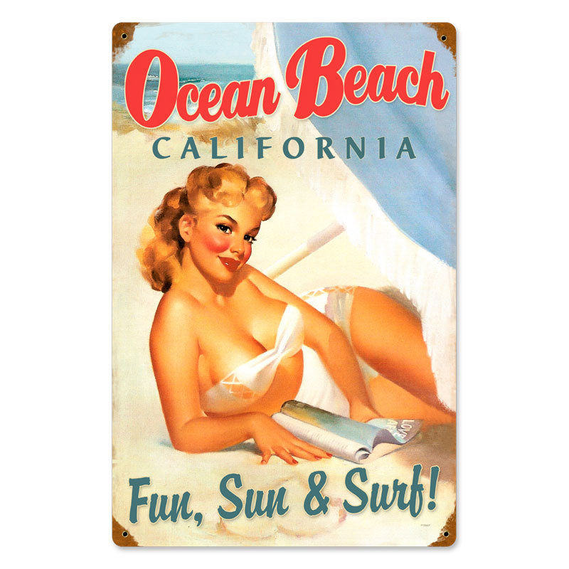 Ocean Beach Pinup Vintage Sign