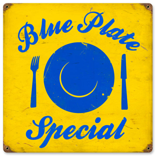 Blue Plate Vintage Sign