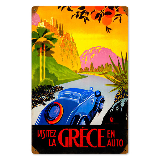 Greece Auto Travel Vintage Sign