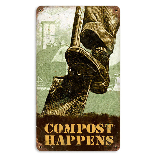Compost Happens Vintage Sign