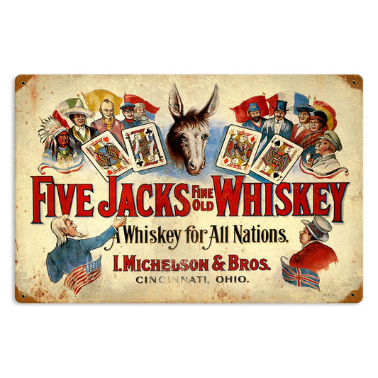 Five Jacks Whiskey Vintage Sign