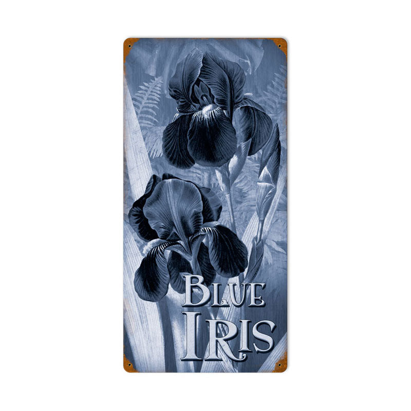 Blue Irises Vintage Sign