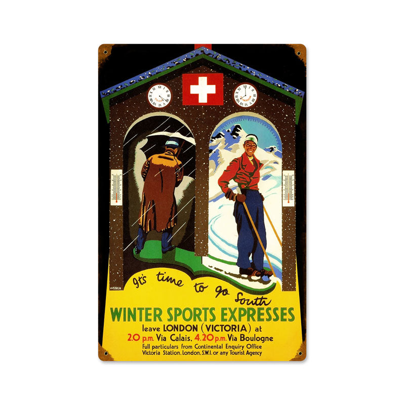 Winter Sports Express Vintage Sign