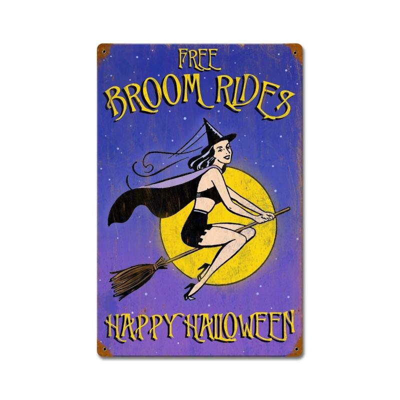 Halloween Broom Rides Vintage Sign