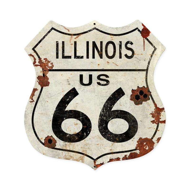 Illinois US 66 Shield Vintage Plasma Vintage Sign
