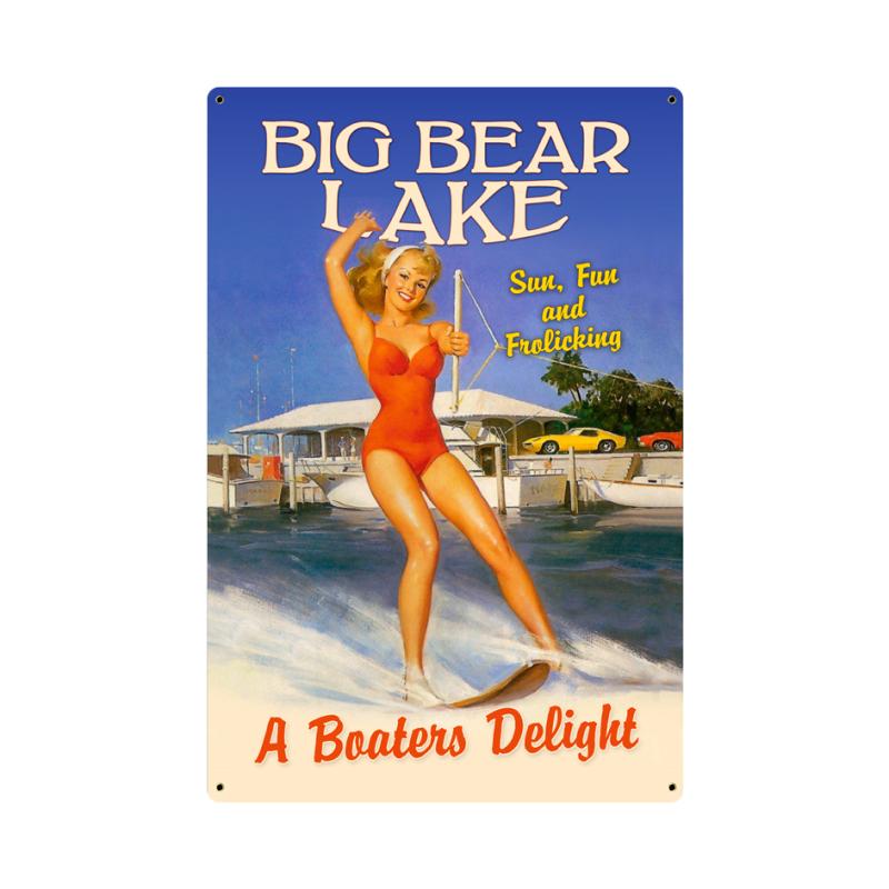 Frolicking Big Bear Lake Vintage Sign