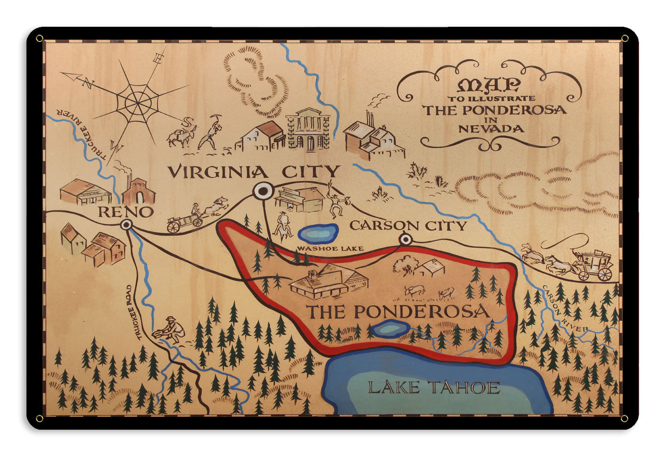 Ponderosa Map Vintage Sign