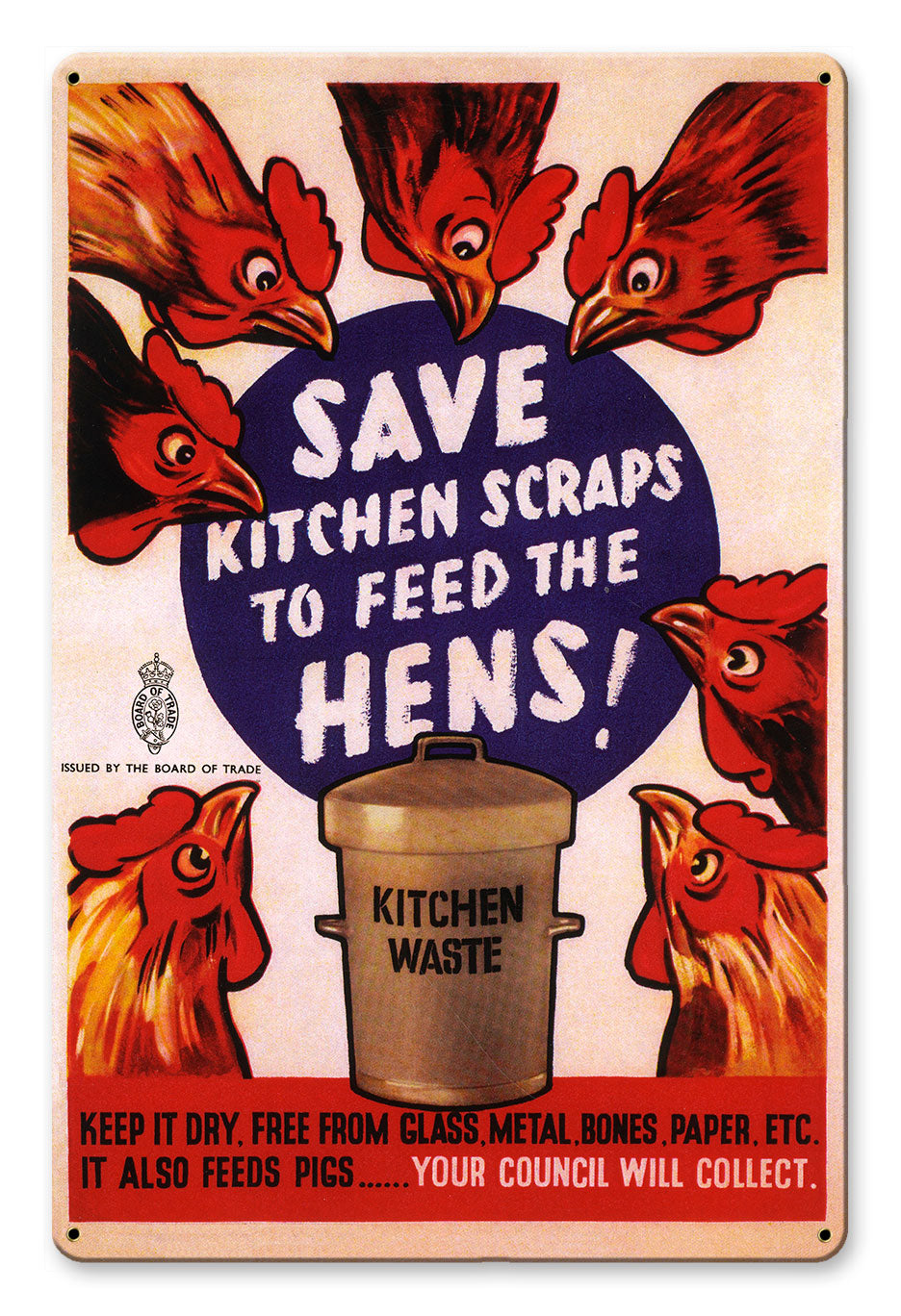 Save Kitchen Scraps Feed Hens Vintage Sign