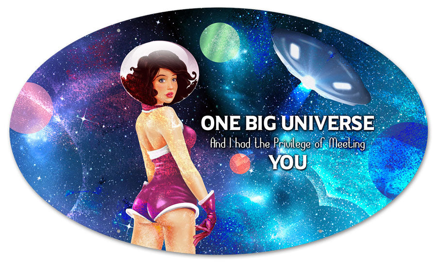 Pin Up Space Girl Meeting You Vintage Sign