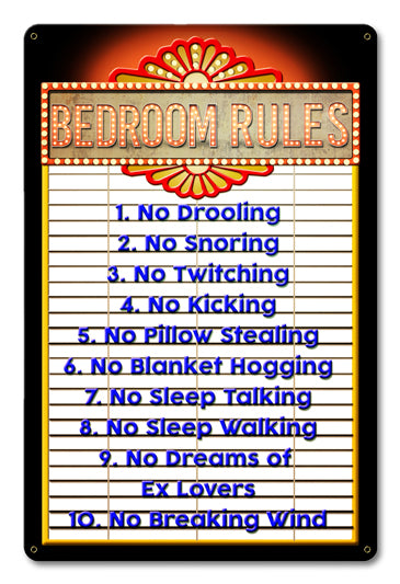Bedroom Rules Vintage Sign