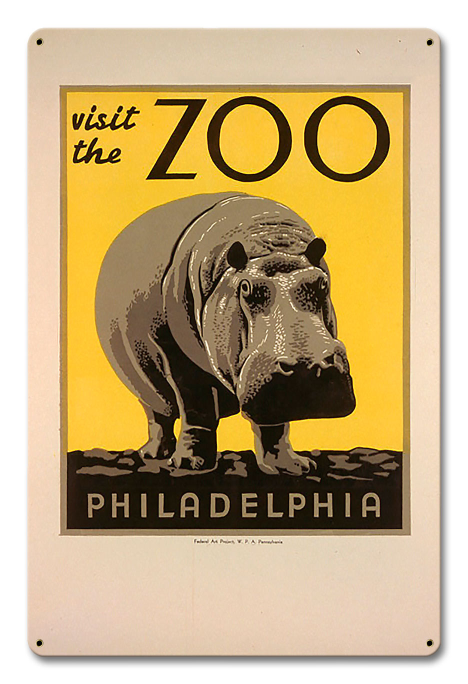 Visit The Zoo Hippo Vintage Sign