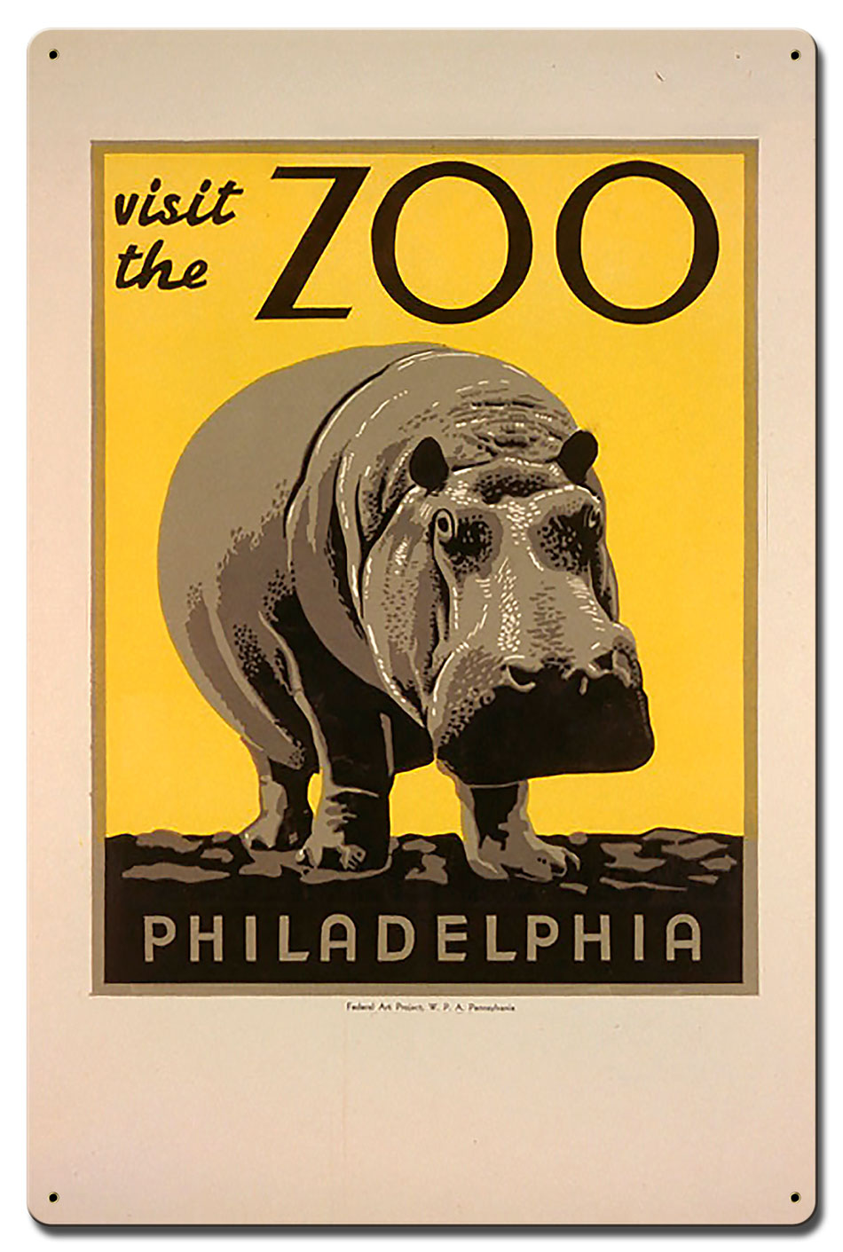 Visit The Zoo Hippo Vintage Sign
