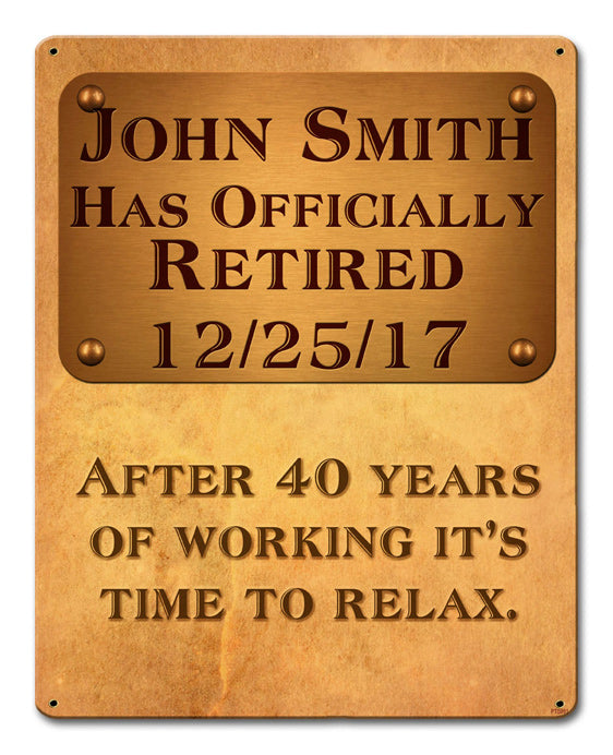Officially Retired Plaque Vintage Sign - Personalized