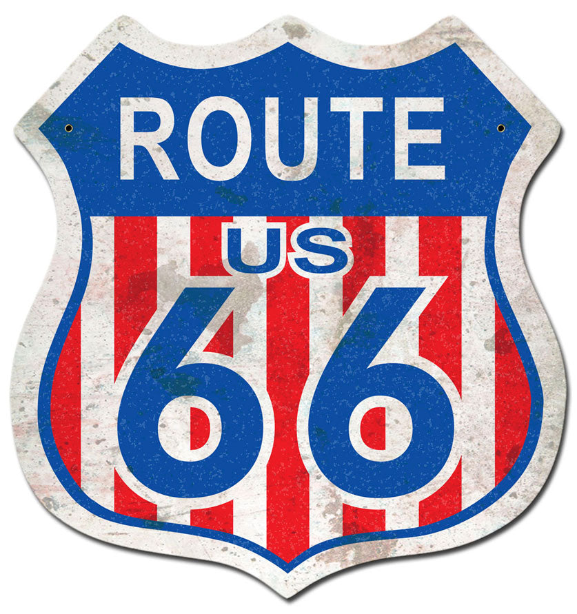 Route 66 Red White Blue Vintage Sign