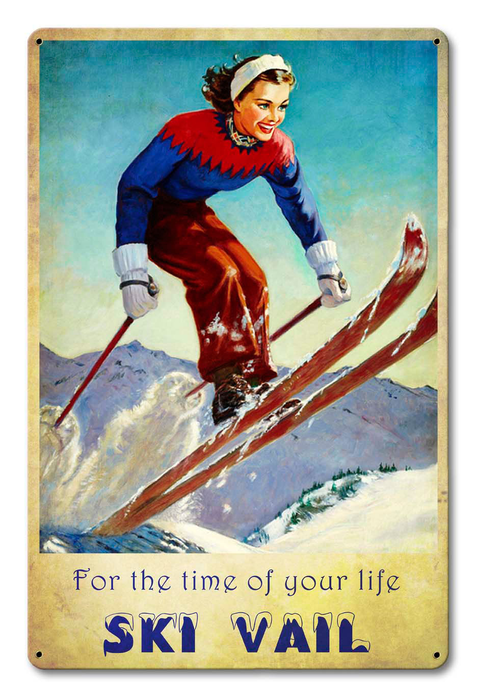 Ski Vail Time Of Life Vintage Sign