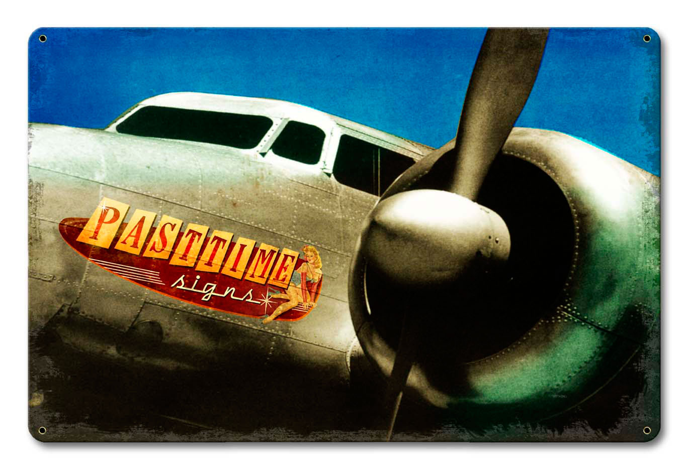 PTS Airplane Vintage Sign